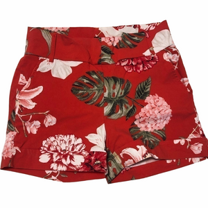 Lily Morgan coral red floral shorts
